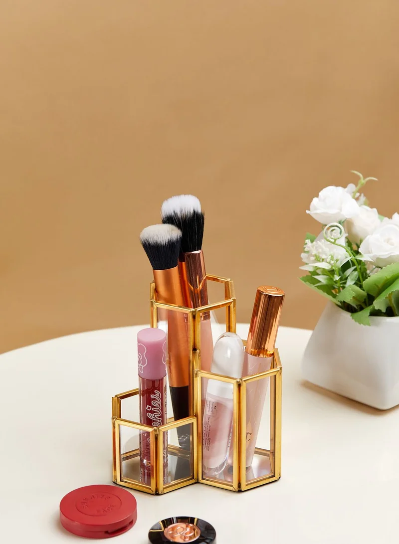AURORA Gold Glass Brush Holder