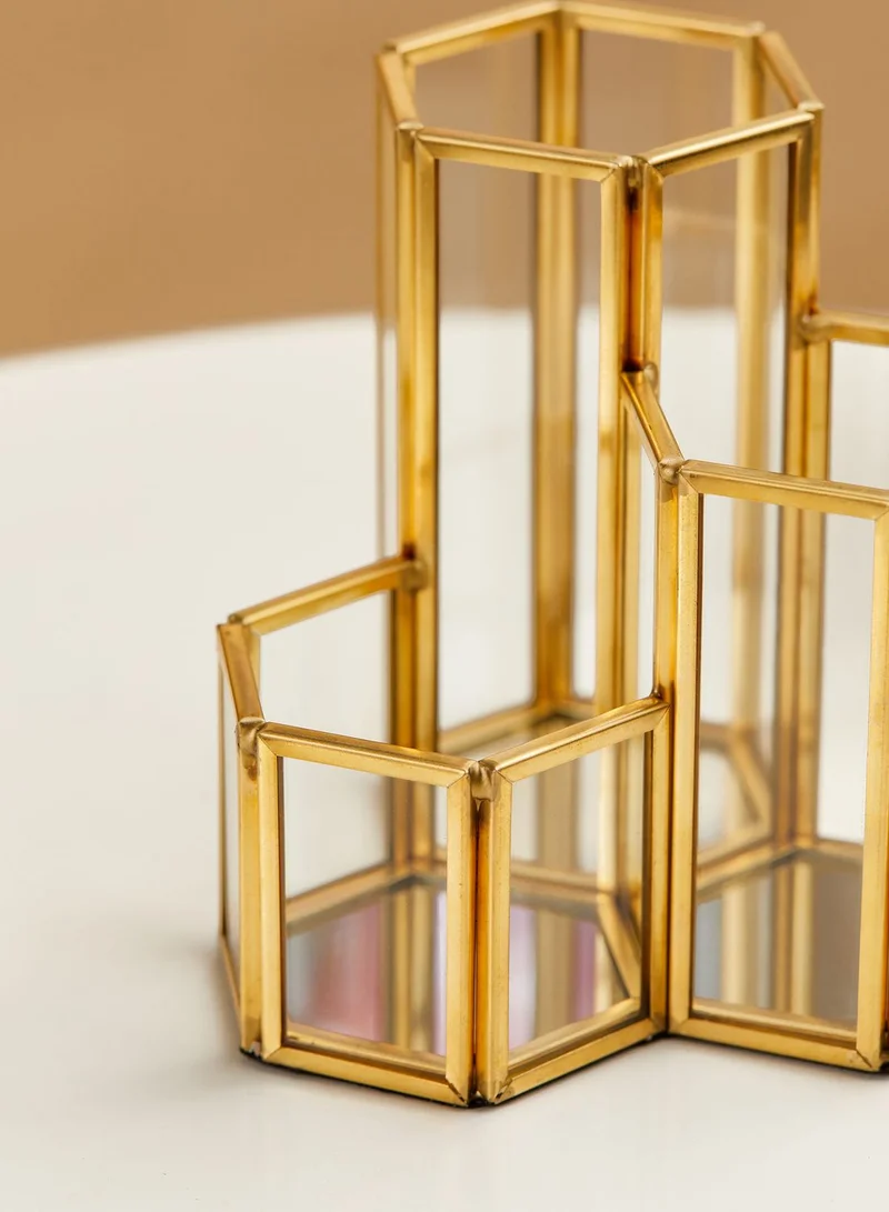 AURORA Gold Glass Brush Holder