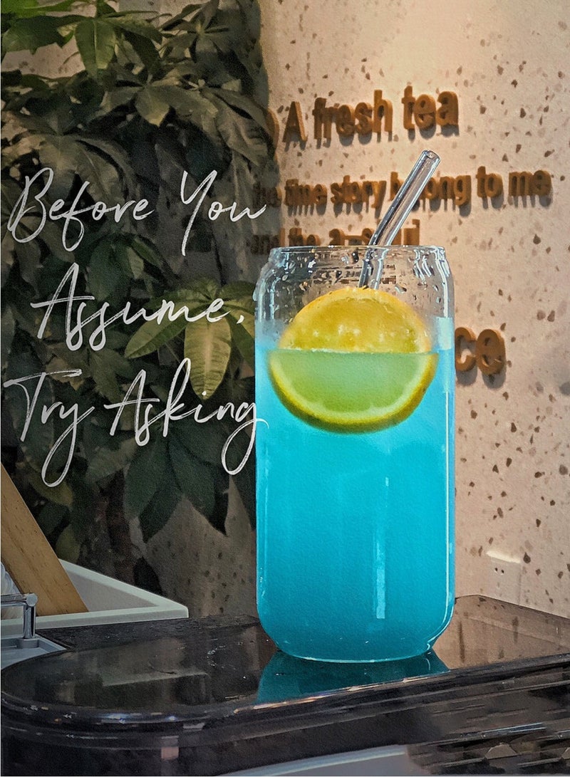 16oz Coffee Cup Water Glasses 1Pack Coffee Cups with Lids and Straw - Image 3