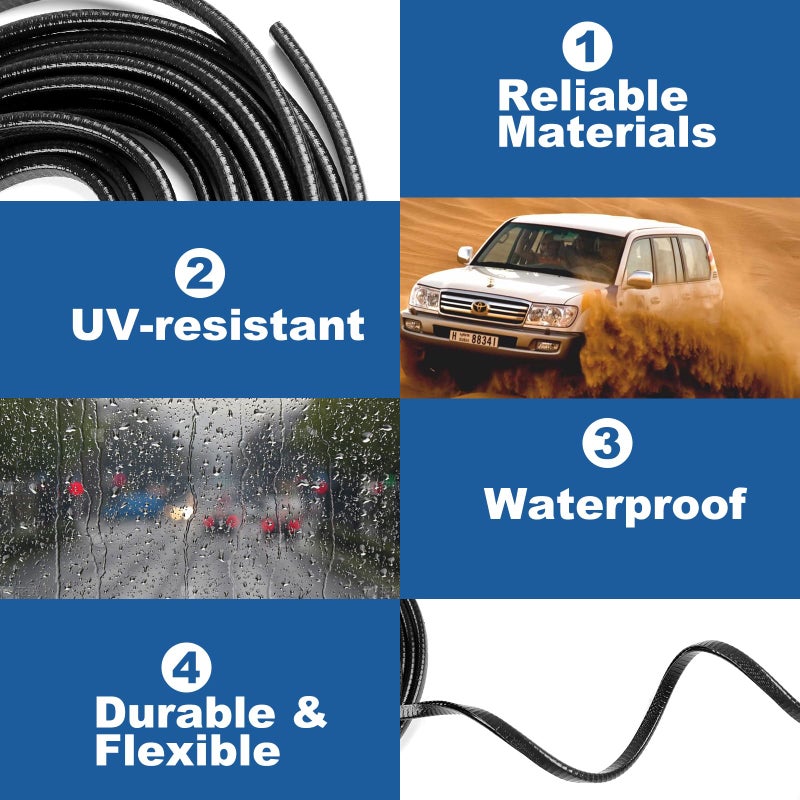 REGUICORP 20Ft (6.1m) Car Door Edge Guards, U-Shaped Black Car Door Protector, Automotive Door Entry Guard Fit for Most Vehicles, Built-in Metal Clips, No Need Adhesive, Easy to Cut - Image 3
