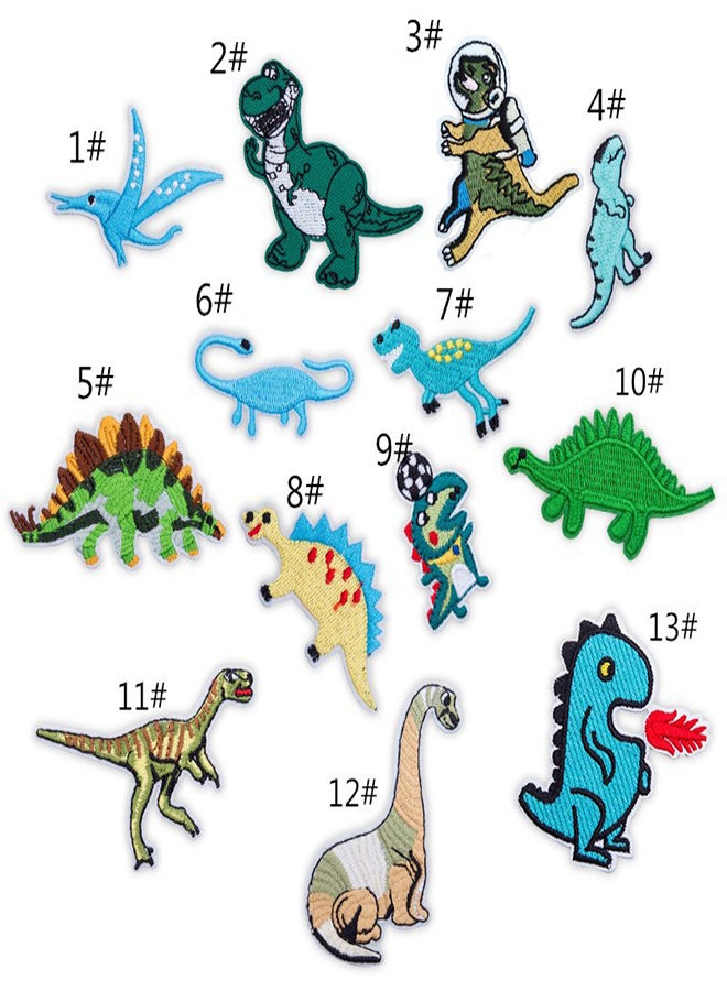 KASTWAVE Iron On Patches for Kids' Clothing 13pcs Dinosaur Design Embroidered Iron-on Patches for Boy Clothing Tyrannosaurus Dinosaur Flying Dragon Patch Applique for Backpacks Clothing DIY T-Shirt Jeans  - Image 1