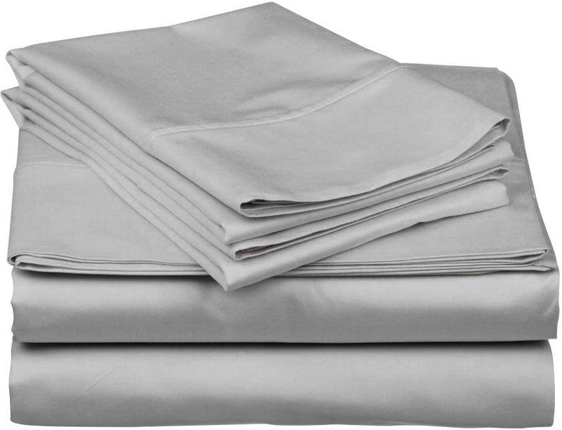 Edenwald 400 TC Bed Sheet Single Size Light Grey Solid Flat Sheet with 1 Pillow Cover - Image 1