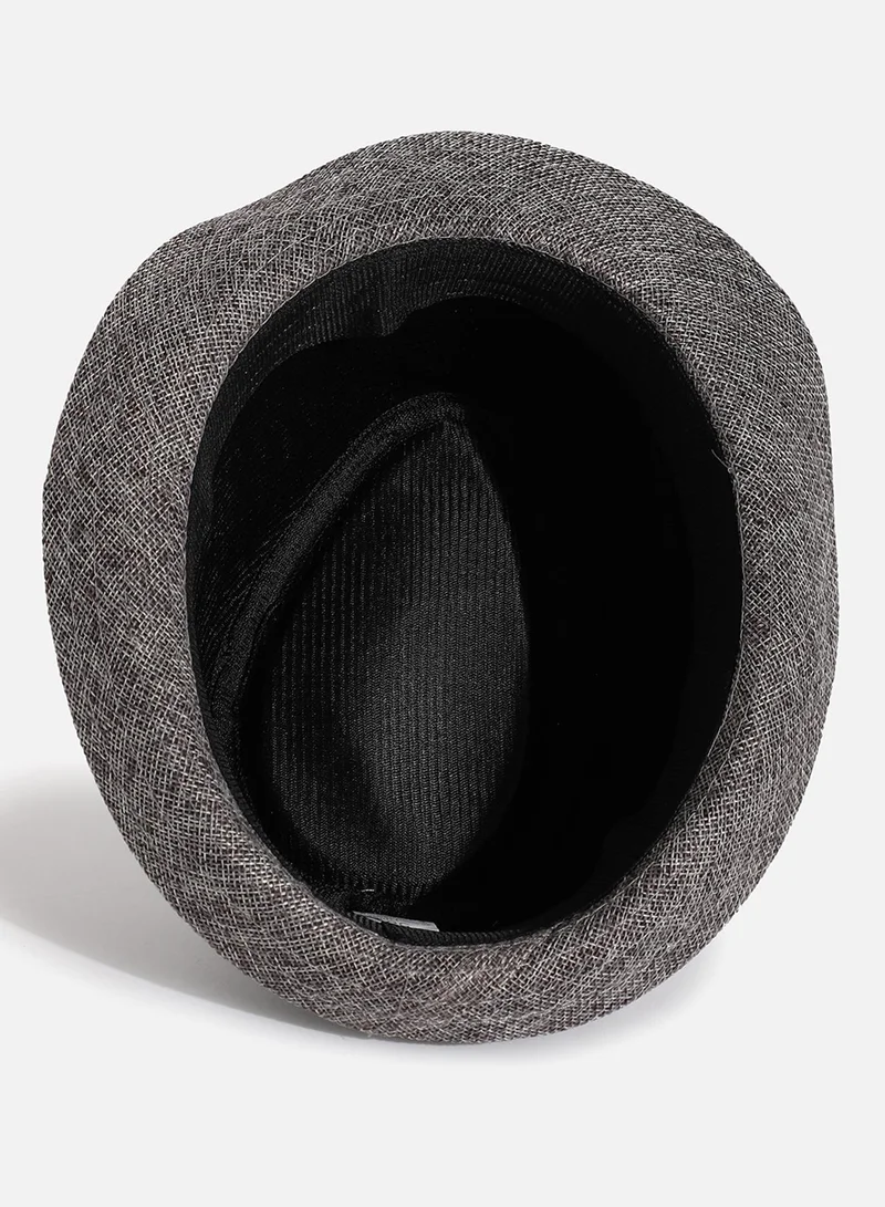Haute Sauce  Black Textured Fedora Hat for Women | Best Price UAE