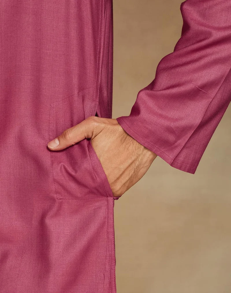 Fabindia Pink Viscose Silk Slim Fit Long Kurta