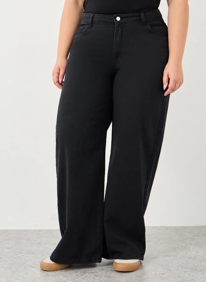Styli Styli Plus High Rise Loose Fit Jeans