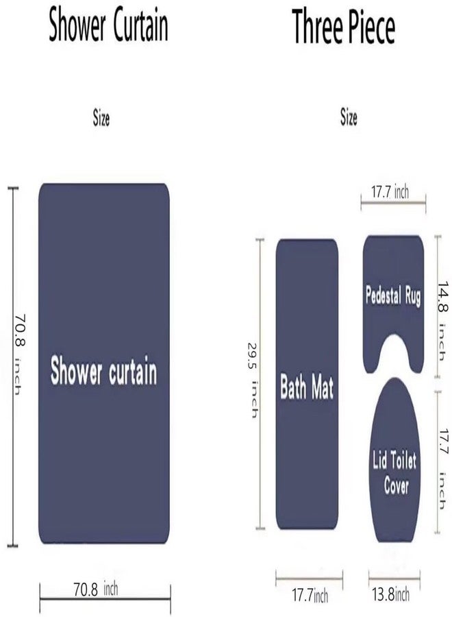 Yddsky Purple Rose 4 Pcs Shower Curtain Sets Non-Slip Rugs Bath Mat Toilet Cover U Shaped Mat Black Purple Shower Curtain with 12 Hooks Red Rose Valen - Image 5