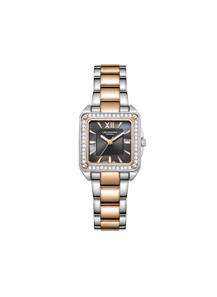 Lee Cooper LEE COOPER LC08127.560 Women's Analog Display Watch & Metal Strap Silver/Rose Gold