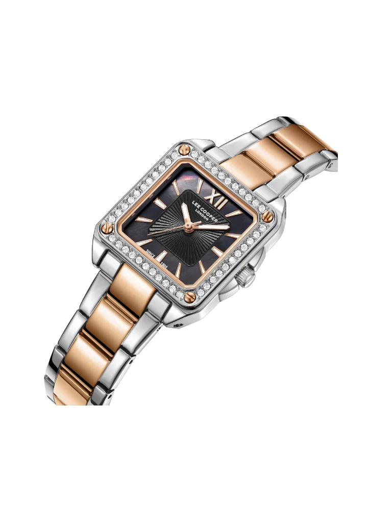 Lee Cooper LEE COOPER LC08127.560 Women's Analog Display Watch & Metal Strap Silver/Rose Gold