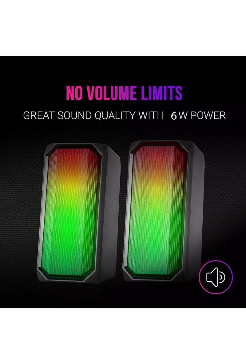 OSK130 RGB Desktop Bluetooth Speakers - 2.0 Channel Stereo - USB Powered + 3.5mm Cable (6W)