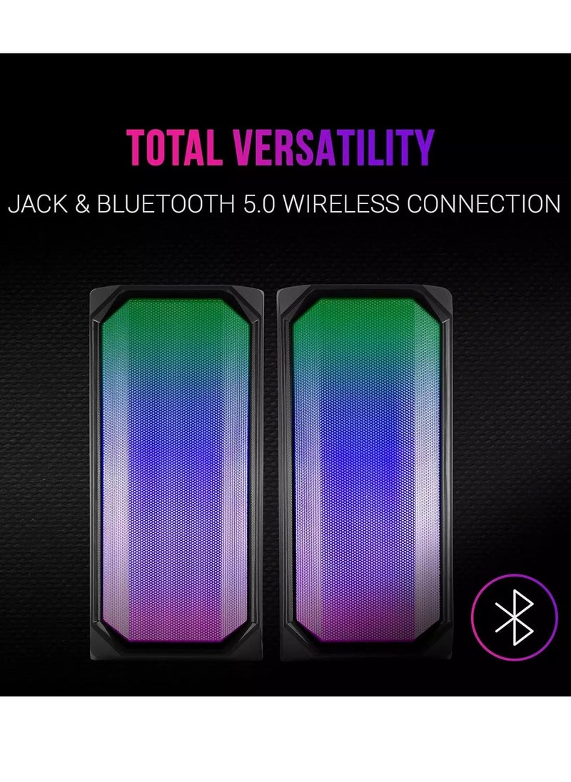 OSK130 RGB Desktop Bluetooth Speakers - 2.0 Channel Stereo - USB Powered + 3.5mm Cable (6W)