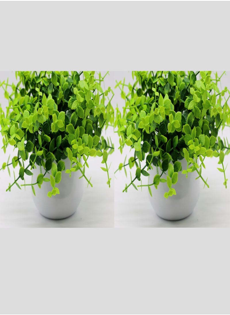 Generic 2 Pack Mini Artificial Plants in Pot,Small Fake Lush Green Plants,Faux Botanical Decor for Indoor Home Office Desktop Bookshelf Decoration  - Image 1