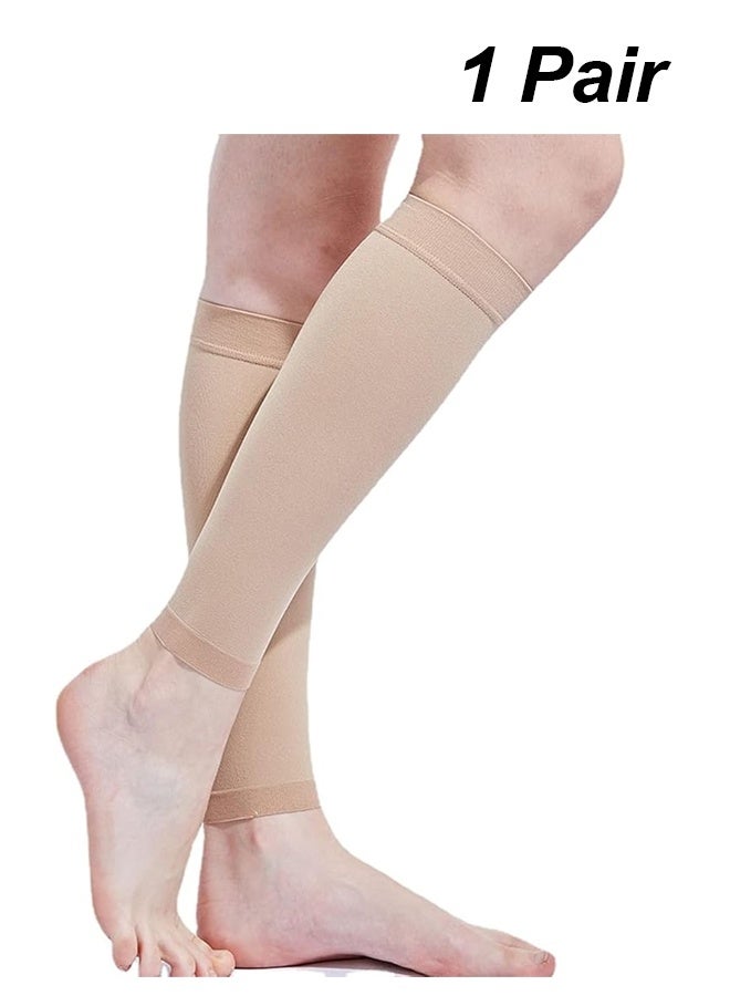 كم ضاغط للساق للرجال والنساء، زوج واحد، جوارب ضاغطة بدون قدم، 20-30 مم زئبقي لدعم الساق، جبيرة قصبة الساق، تسكين الألم، التورم، دوالي الأوردة، الأمومة، التمريض، السفر (بيج كبير) - Image 1