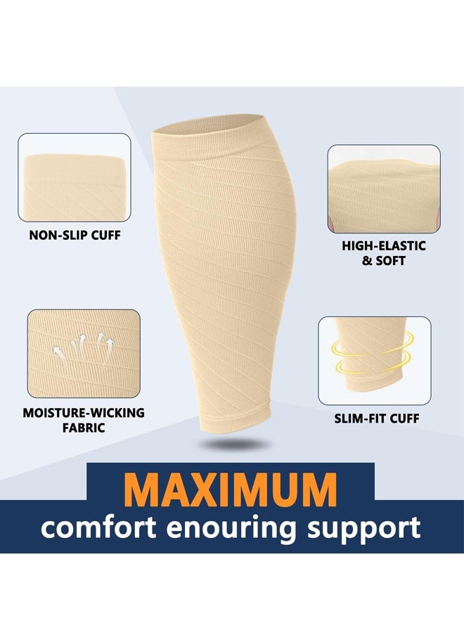 كم ضاغط للساق للرجال والنساء، زوج واحد، جوارب ضاغطة بدون قدم، 20-30 مم زئبقي لدعم الساق، جبيرة قصبة الساق، تسكين الألم، التورم، دوالي الأوردة، الأمومة، التمريض، السفر (بيج كبير) - Image 3