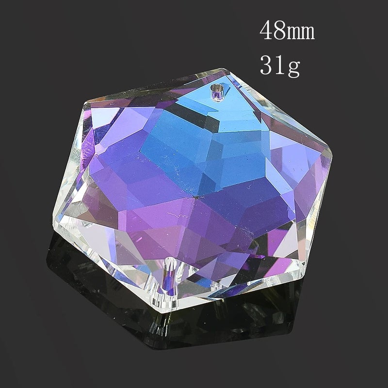 48mm Hexagram Crystal Suncatcher Hanging Glass Faceted Prism Rainbow Maker Pendant  Decor