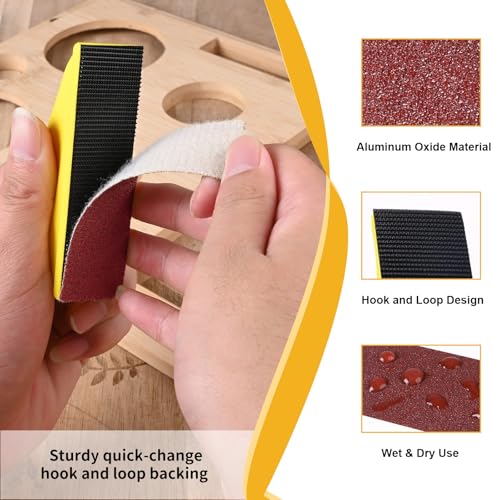 Shineboc 120 PCS Micro Sander Kit, Detail & Mini Hand Sanding Block, 40–2000 Grit Aluminum Oxide Sandpaper Assortment for Wood, Crafts, Tight Spaces and DIY Projects - Image 3