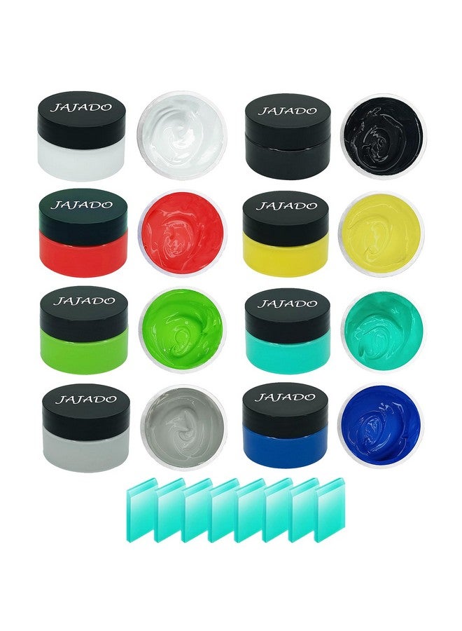 JAJADO 8 Jars Chalk Paste Paint For Stencils With 8 Pcs Mini Craft Squeegees Chalk Paste Stencil Paint Adhesive Silk Screen Transfers For Crafts Wood T Shirt Cup Home Decor Silk Screen Supplies - Image 1