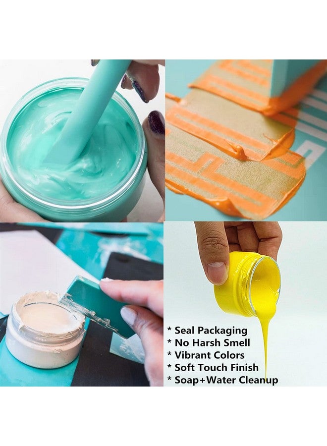 JAJADO 8 Jars Chalk Paste Paint For Stencils With 8 Pcs Mini Craft Squeegees Chalk Paste Stencil Paint Adhesive Silk Screen Transfers For Crafts Wood T Shirt Cup Home Decor Silk Screen Supplies - Image 2