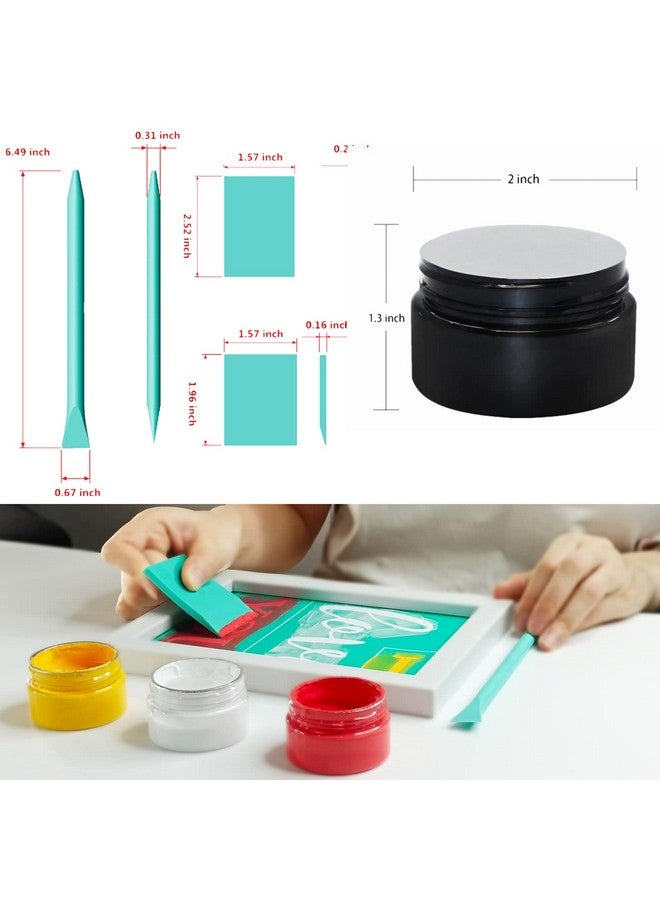 JAJADO 8 Jars Chalk Paste Paint For Stencils With 8 Pcs Mini Craft Squeegees Chalk Paste Stencil Paint Adhesive Silk Screen Transfers For Crafts Wood T Shirt Cup Home Decor Silk Screen Supplies - Image 5