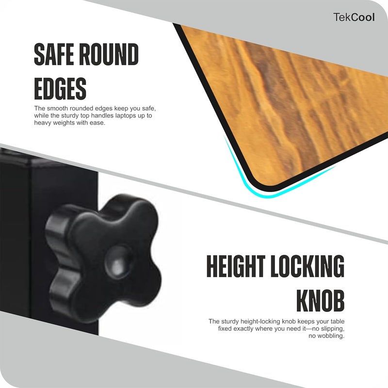TEKCOOL طاولة لابتوب متعددة الاستخدامات، طاولة دراسة | طاولة سرير | ارتفاع قابل للتعديل، محمولة للمكتب، العمل من المنزل | طاولة DIY، سهلة التجميع، مصنوعة من الخشب - Image 4