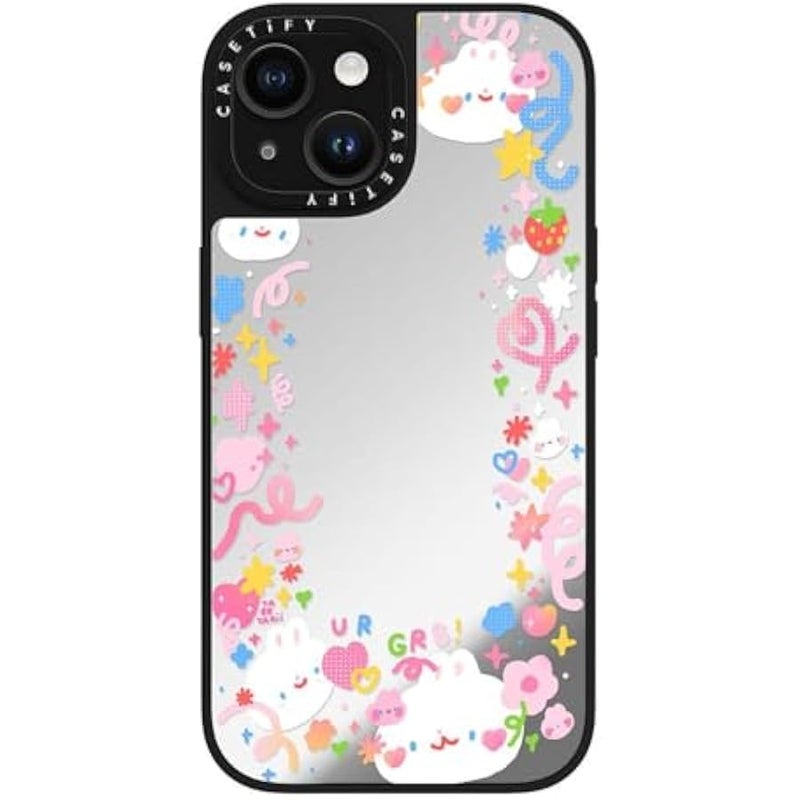 Casetify Mirror iPhone 15 Case 【Reflective / 4.9ft Drop Protection/Compatible with Magsafe】 - UR GR8! by tabetaaii - Silver on Black - Image 5