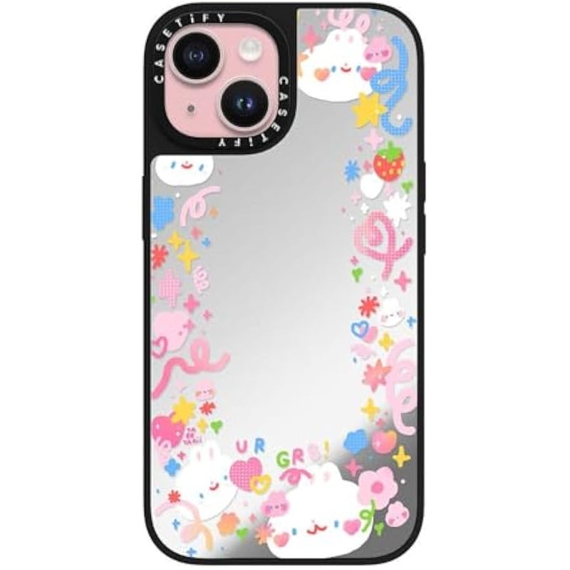Casetify Mirror iPhone 15 Case 【Reflective / 4.9ft Drop Protection/Compatible with Magsafe】 - UR GR8! by tabetaaii - Silver on Black - Image 1
