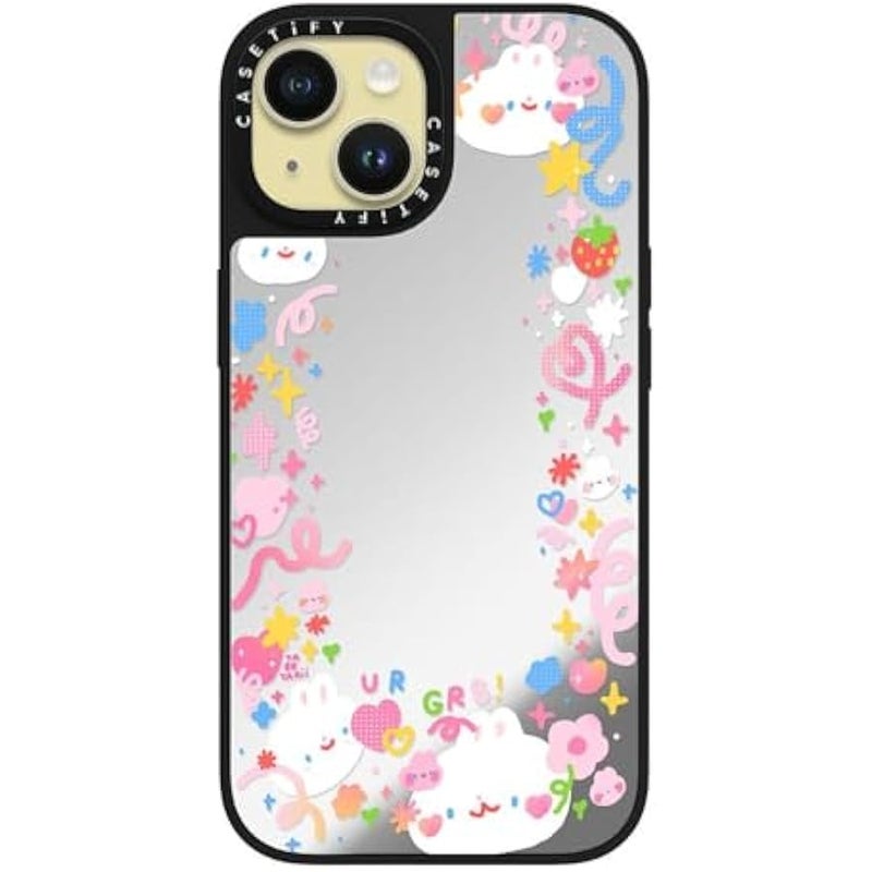 Casetify Mirror iPhone 15 Case 【Reflective / 4.9ft Drop Protection/Compatible with Magsafe】 - UR GR8! by tabetaaii - Silver on Black - Image 2