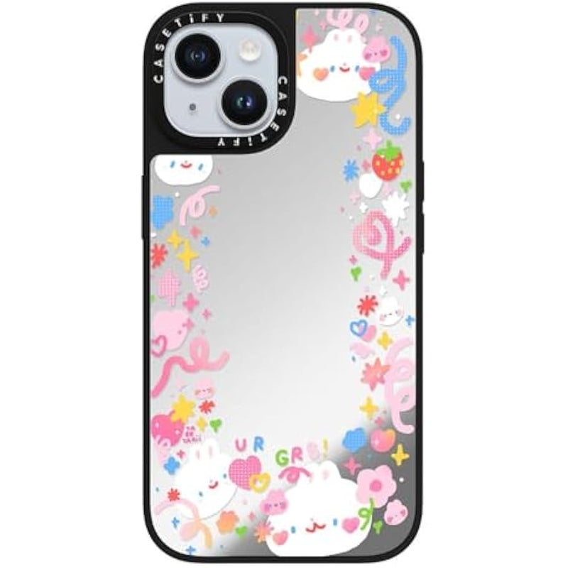 Casetify Mirror iPhone 15 Case 【Reflective / 4.9ft Drop Protection/Compatible with Magsafe】 - UR GR8! by tabetaaii - Silver on Black - Image 4