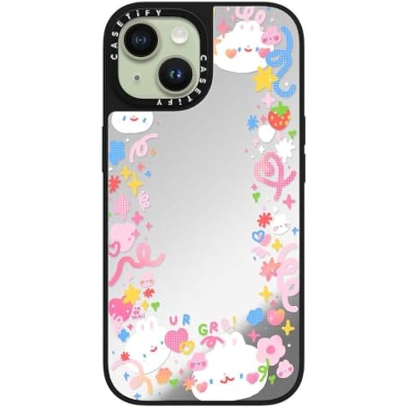 Casetify Mirror iPhone 15 Case 【Reflective / 4.9ft Drop Protection/Compatible with Magsafe】 - UR GR8! by tabetaaii - Silver on Black - Image 3