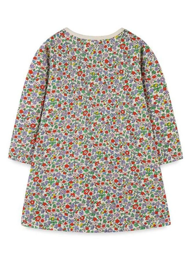 YUNIQEE Grey A-Line Crew Neck Printed Dress