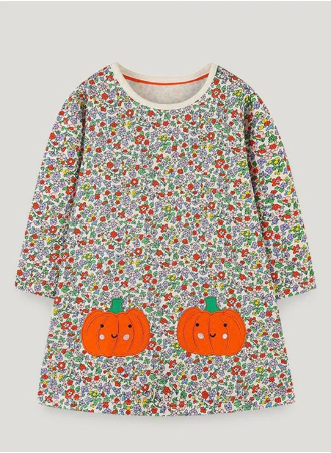 YUNIQEE Grey A-Line Crew Neck Printed Dress