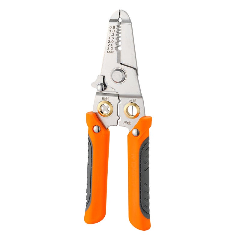 Stainless Steel Multifunctional Wire Stripping Pliers YF089E orange built-in spring