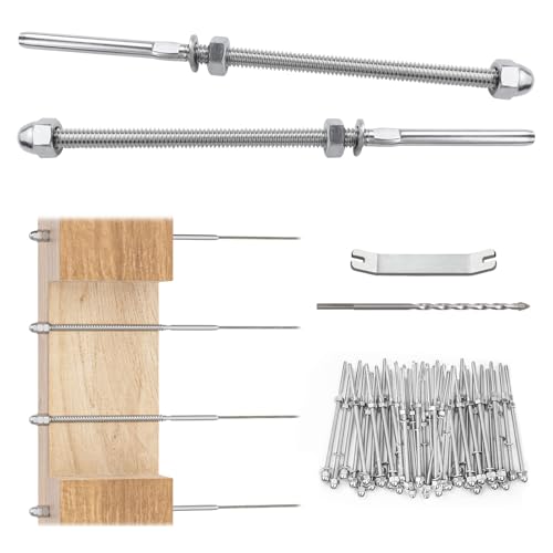 Muzata 60 Pack 1/8" Cable Railing Hardware Kit Hand Swage Threaded Stud Tensioner for 4x4 2x2 Wood Metal Post T316 Stainless Steel Deck Cable Railing System CR39 - Image 1