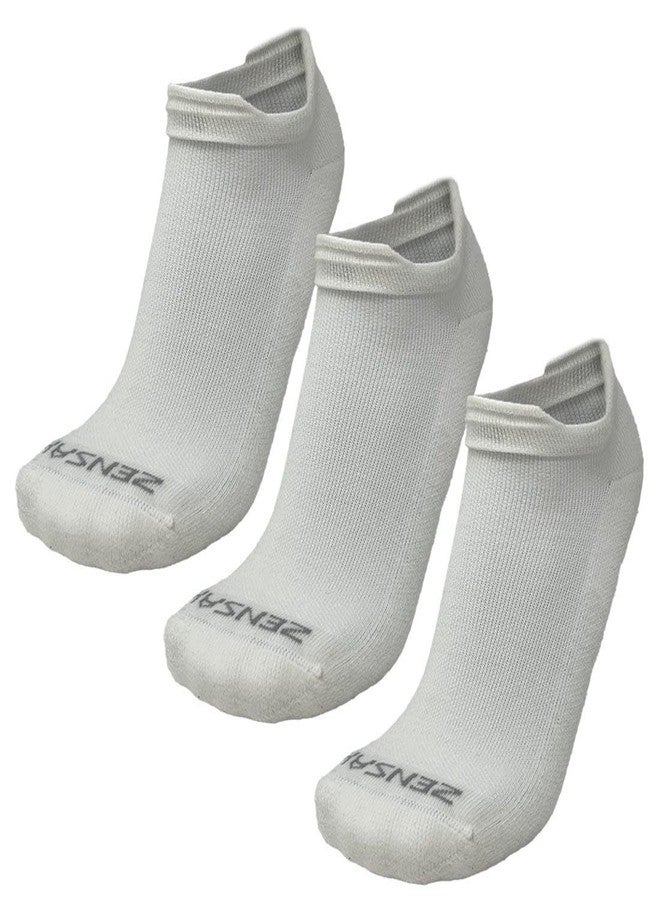 زنسا جوارب جري من صوف الألبكة من زينسا - جوارب ألبكة مريحة غير ظاهرة، مصنوعة في الولايات المتحدة الأمريكية للرجال والنساء (3 أزواج - أبيض، متوسط) - Image 1