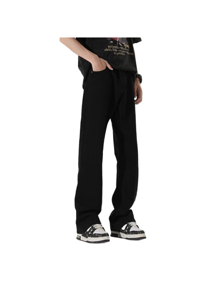 Swamp Area Vintage Jeans For Men, Spring And Summer High Street American Style Straight Loose Slightly Flared Knife Pants K002 Black M - Image 1