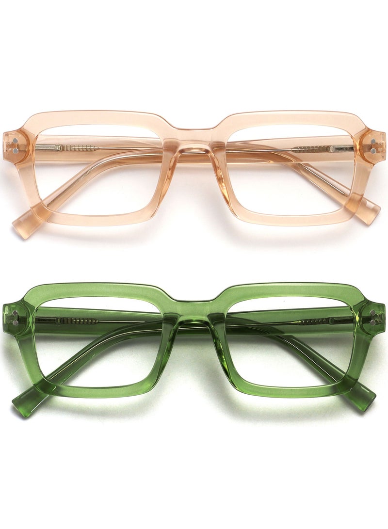 OPULIZE EDG Blue Light Blocking Reading Glasses for Women Men,Anti-reflective Anti-Glare Computer & Gaming Lenses,Vintage Rectangular Frame,UV & Eyestrain Protection,Pink Green +2.50 (Pack of 2) - Image 1