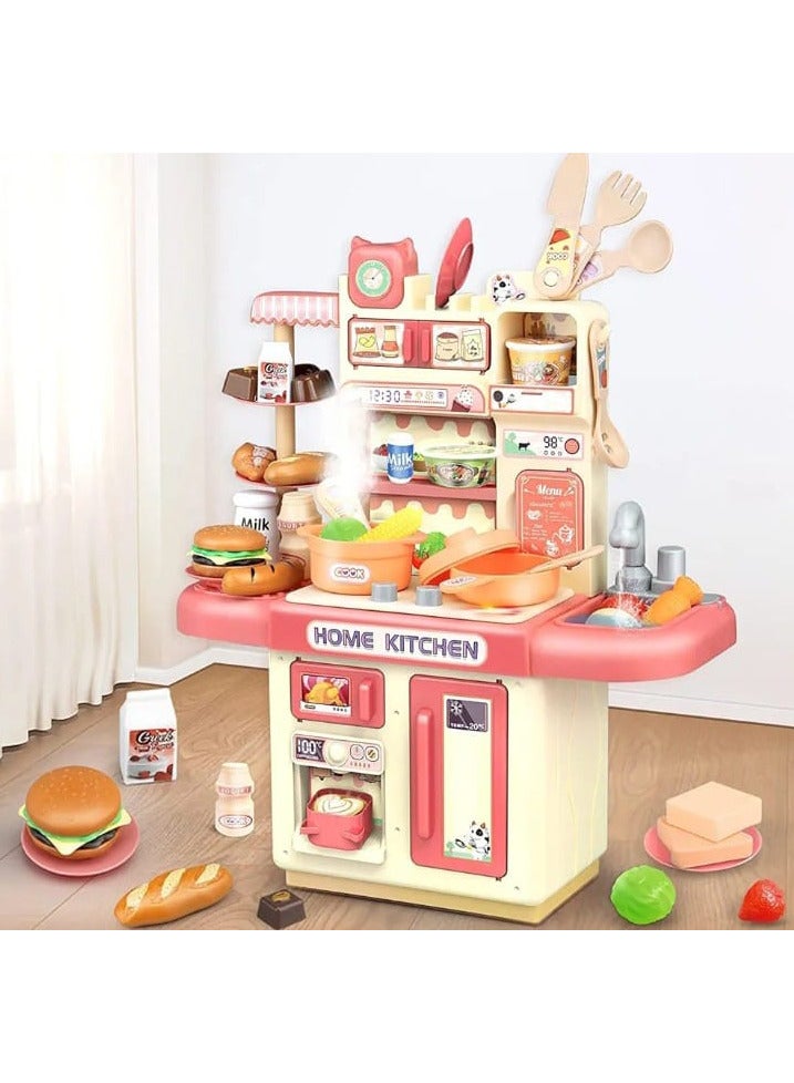 Plastic Kitchen Set for Girls, Pretend Play, Home Kitchen Toy, Mini Kitchen Playset, Real Cooking Set for Kids. - Image 1