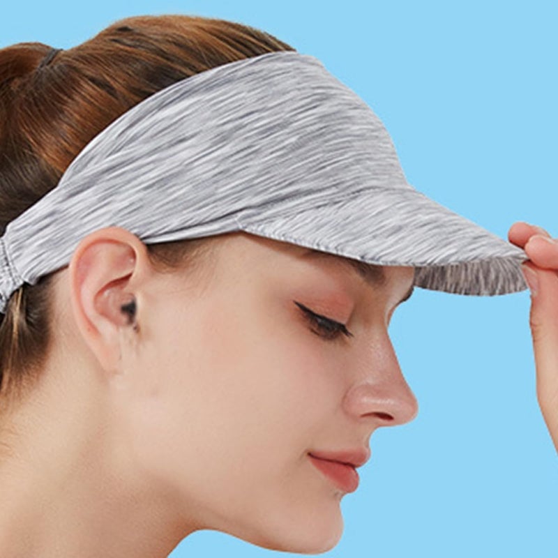 Grey Lightweight Summer Sun Visor Hat With Breathable Headband For Outdoor Sport - Image 4