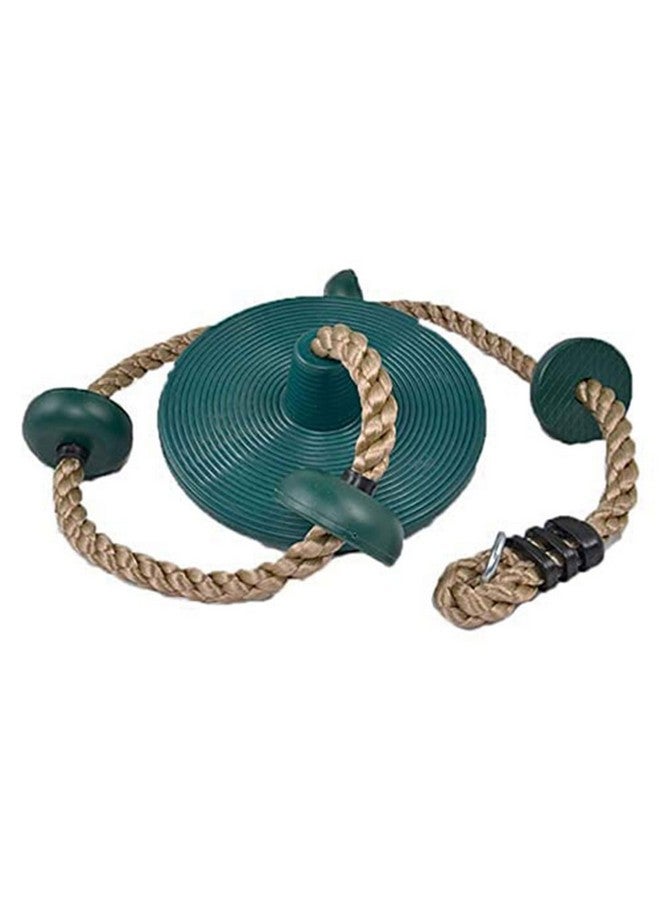 Toy Park Climbing Rope Tree Swing with Platforms and Hanging Disc Swings Seat, Outdoor Backyard Playground Swingset Accessories with 78" with Carabiner (Green) - Image 2