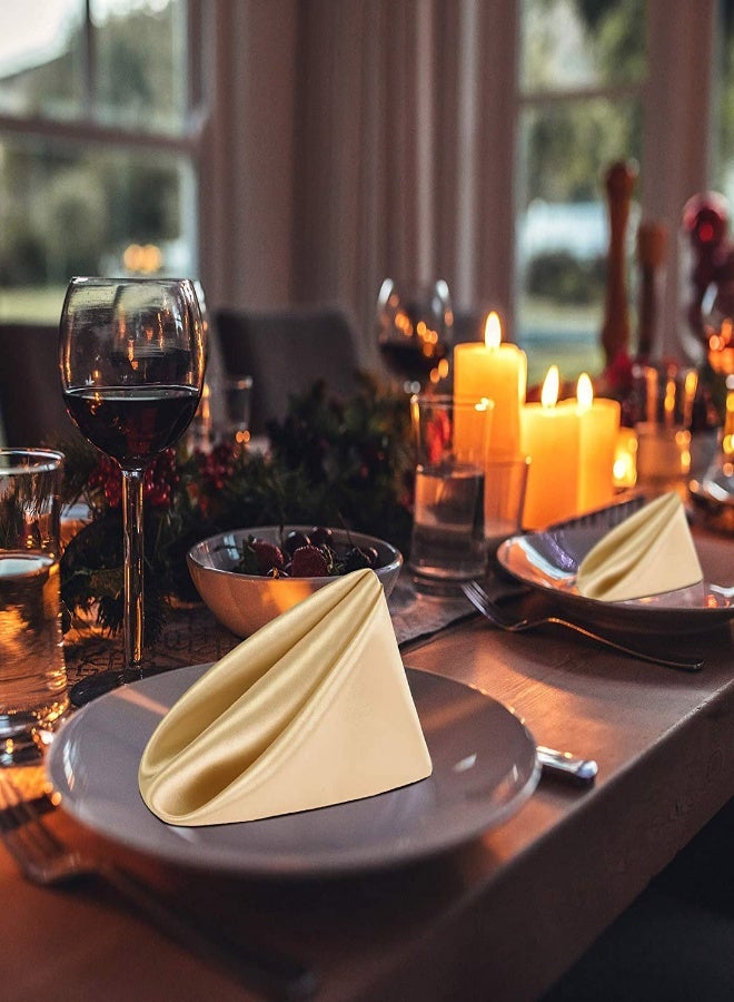 Elegant Satin Napkins Set 10 Pieces 17x17" Soft Dinner Napkins for Weddings and Parties Smooth Washable Fabric for Special Occasions  - Image 2