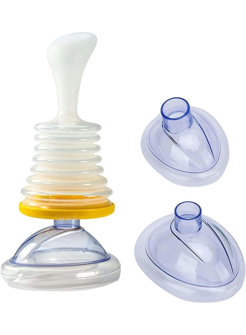 McDou Professional Anti Choking Emergency Device for Adult and Children - Suction Rescue Device with 2 Different Size Masks (Yellow) - Image 1