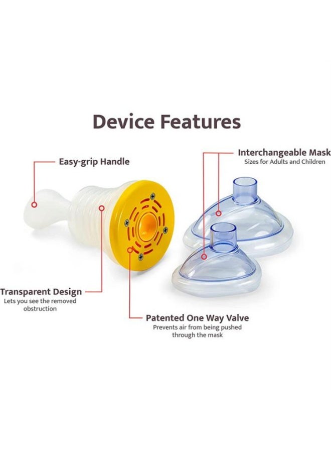 McDou Professional Anti Choking Emergency Device for Adult and Children - Suction Rescue Device with 2 Different Size Masks (Yellow) - Image 2