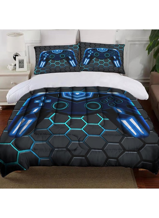 Generic Uyivugmo Kids Gaming Comforter Twin Size Video Game Console Geometric Bedding Sets for Boys Girls Kids 3D Gaming Comforter with 2 Pillowcase  - Image 4