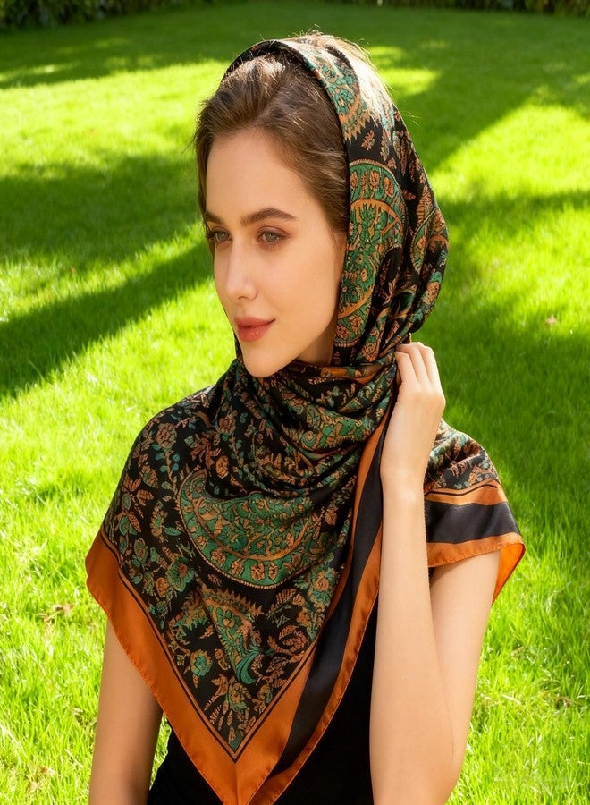 كي-اليوون وشاح مربع كبير من الحرير من كي-إليون، 43 بوصة، وشاح أنيق، وشاح لف الشعر بملمس الحرير، وشاح للنوم ليلاً (VB06) - Image 2