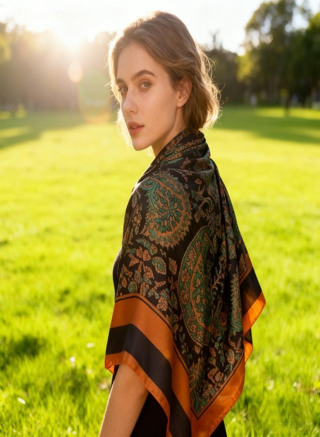 كي-اليوون وشاح مربع كبير من الحرير من كي-إليون، 43 بوصة، وشاح أنيق، وشاح لف الشعر بملمس الحرير، وشاح للنوم ليلاً (VB06) - Image 3