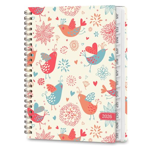 VALOME 2026 Planner, Weekly and Monthly Calendar Planner, Academic Daily Agenda (Jan 2026 - Dec 2026), Hardcover Planning Notebook for Office Accessories and School Supplies, Chirpy Birds - Image 1