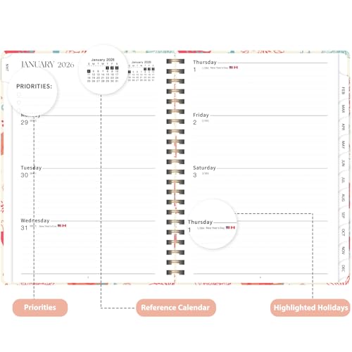 VALOME 2026 Planner, Weekly and Monthly Calendar Planner, Academic Daily Agenda (Jan 2026 - Dec 2026), Hardcover Planning Notebook for Office Accessories and School Supplies, Chirpy Birds - Image 3