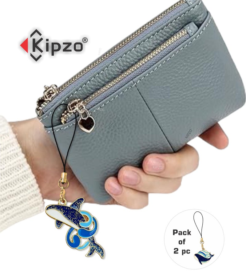 KIPZO Nylon Pack Of 2 Cute Dolphin Whale Fish Pendant Phone Charms Aesthetic For Girls Boys Women Backpack Hanging Keychain Key Ring Lobster Clasp Thread Ornament Smart Combo, Blue - Image 5