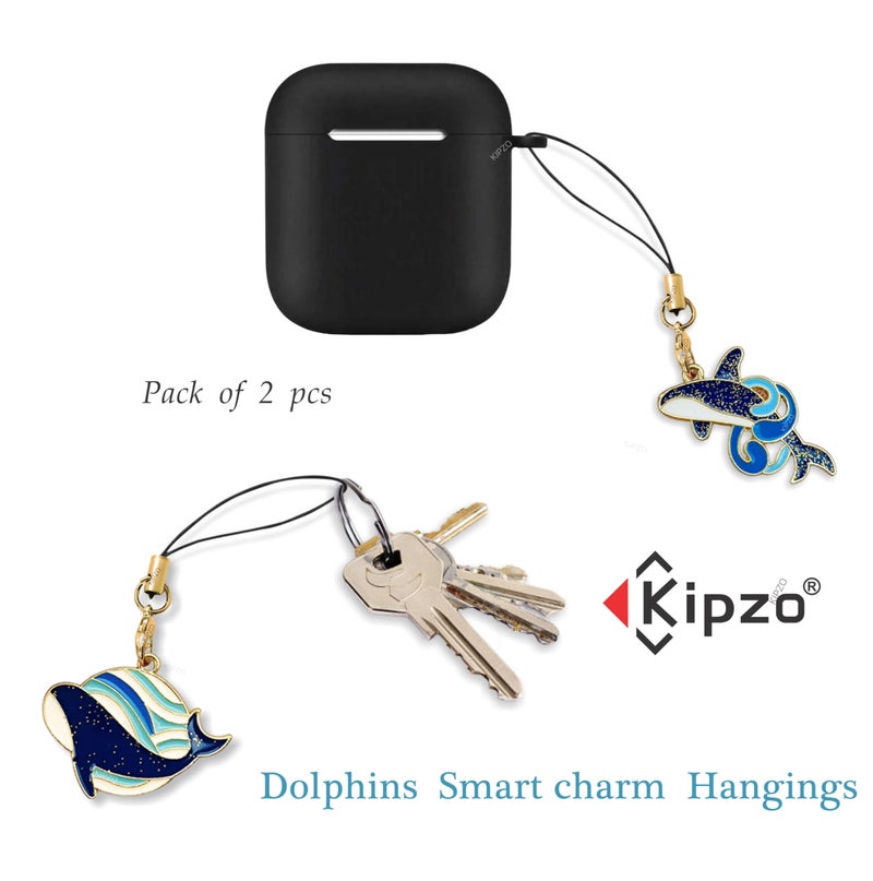 KIPZO Nylon Pack Of 2 Cute Dolphin Whale Fish Pendant Phone Charms Aesthetic For Girls Boys Women Backpack Hanging Keychain Key Ring Lobster Clasp Thread Ornament Smart Combo, Blue - Image 2