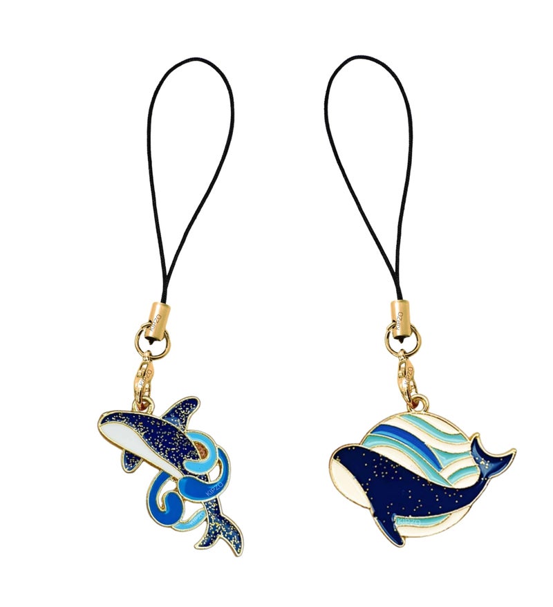 KIPZO Nylon Pack Of 2 Cute Dolphin Whale Fish Pendant Phone Charms Aesthetic For Girls Boys Women Backpack Hanging Keychain Key Ring Lobster Clasp Thread Ornament Smart Combo, Blue - Image 1