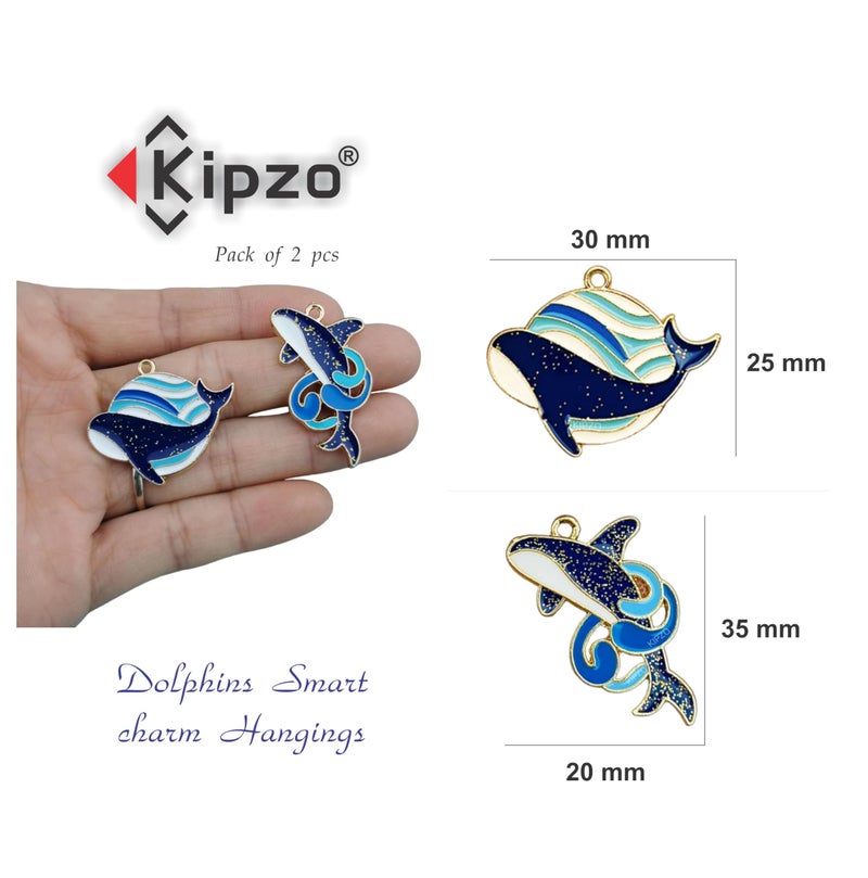 KIPZO Nylon Pack Of 2 Cute Dolphin Whale Fish Pendant Phone Charms Aesthetic For Girls Boys Women Backpack Hanging Keychain Key Ring Lobster Clasp Thread Ornament Smart Combo, Blue - Image 3